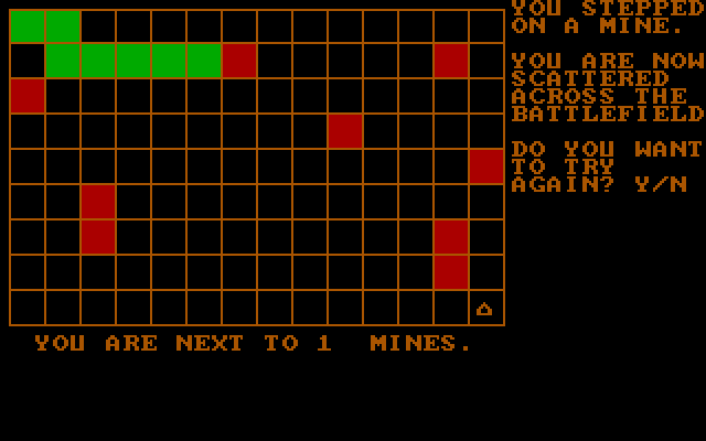 Landmine IBM PC/Compatibles Screenshot: I stepped on a mine!