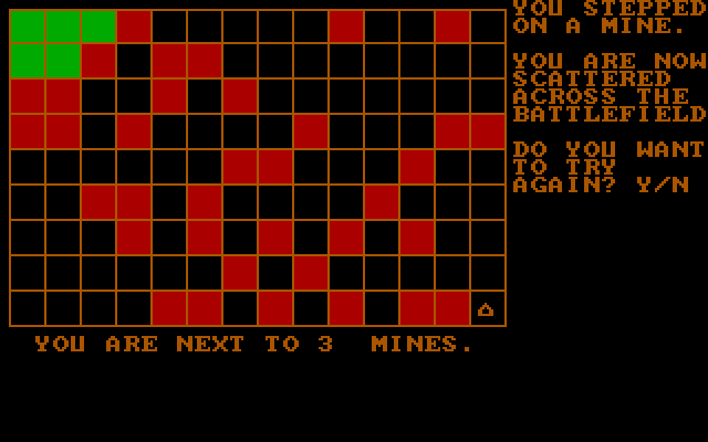 Landmine IBM PC/Compatibles Screenshot: The game can be challenging with 40 mines in the field.