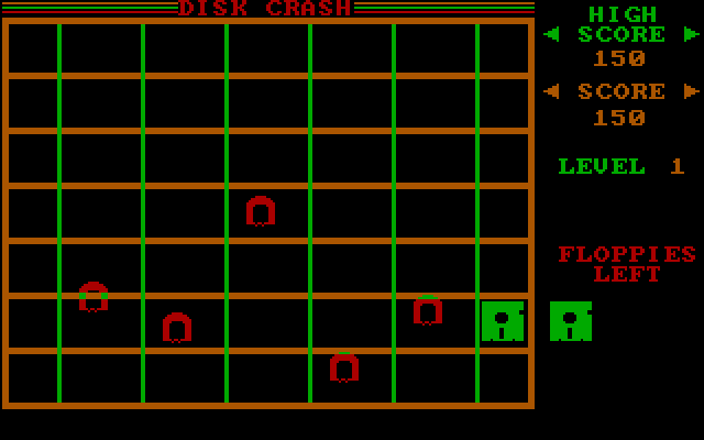 Disk Crash IBM PC/Compatibles Screenshot: The disk is on the second level platform...