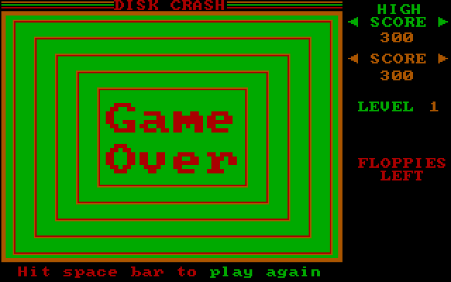 Disk Crash IBM PC/Compatibles Screenshot: Game over.