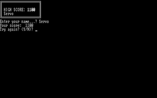 Sky Wolf IBM PC/Compatibles Screenshot: Game over...a new high score!