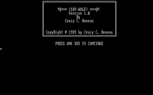 Sky Wolf IBM PC/Compatibles Screenshot: Title screen.