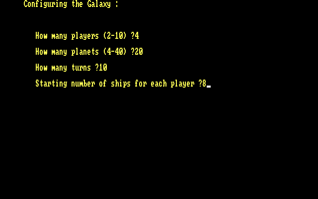 Stellar Invasion IBM PC/Compatibles Screenshot: Setting up game options.