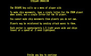 Stellar Invasion for IBM PC/Compatibles - Game instructions, part 2.