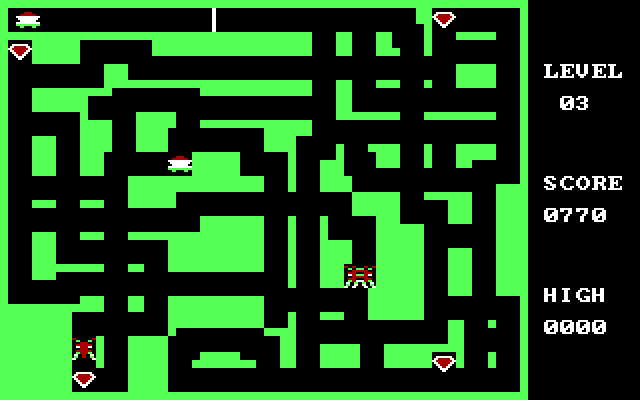 Mine Shaft IBM PC/Compatibles Screenshot: The maze layouts begin to get tricky.