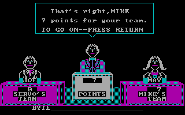 Game Show, The IBM PC/Compatibles Screenshot: That's right for 7 points!
