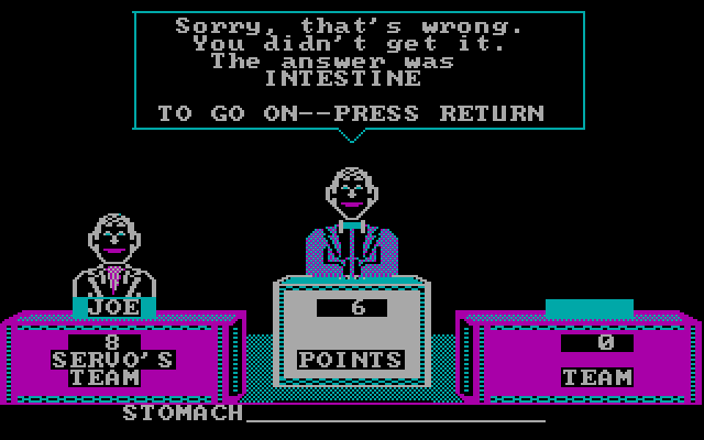 Game Show, The IBM PC/Compatibles Screenshot: Oops, got this one wrong.