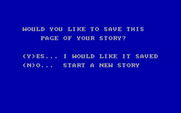 Kidwriter for IBM PC/Compatibles - Done with the first page of the story. Save this page?