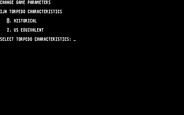 In Harm's Way Atari ST Screenshot: Setting up some game parameters.