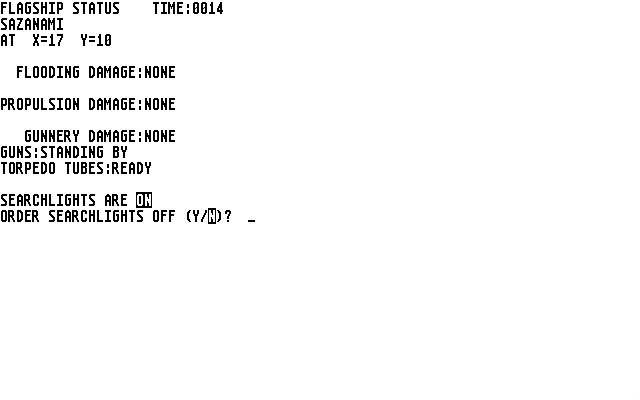 In Harm's Way Atari ST Screenshot: Do you want any searchlights?