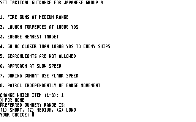 In Harm's Way Atari ST Screenshot: Setting tactical guidance...
