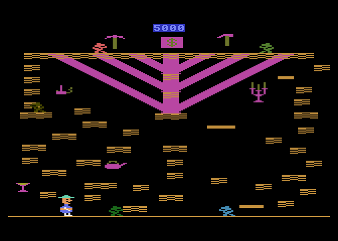 Miner 2049er Atari 8-bit Screenshot: Even smaller platforms and a few slides.