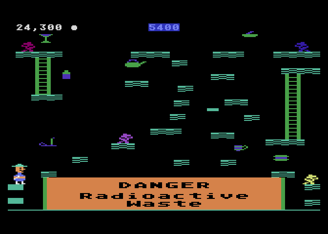 Miner 2049er Atari 8-bit Screenshot: Don't fall into the radioactive waste!