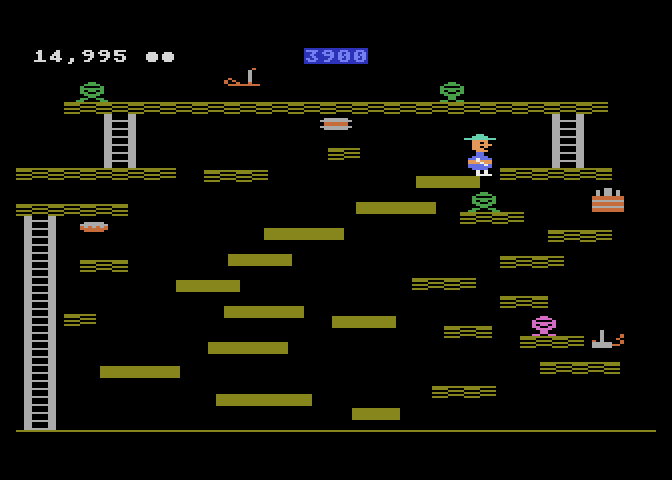 Miner 2049er Atari 8-bit Screenshot: Lots of little platforms. Don't fall!