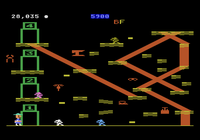 Miner 2049er Atari 5200 Screenshot: This station is tough due to both slides and teleporters...
