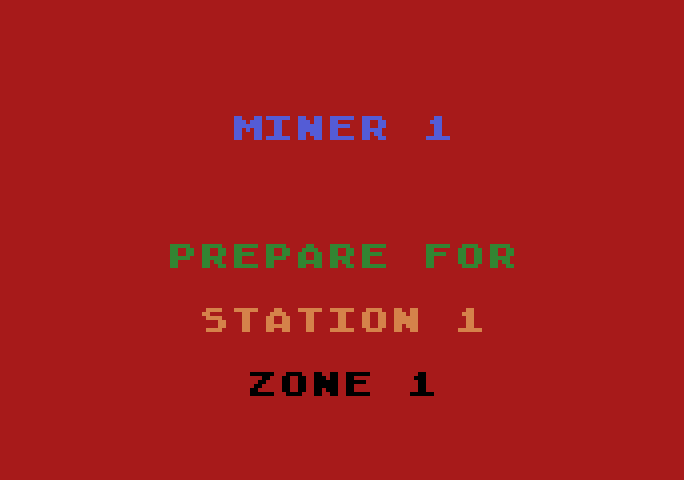 Miner 2049er Atari 5200 Screenshot: Prepare for station 1...