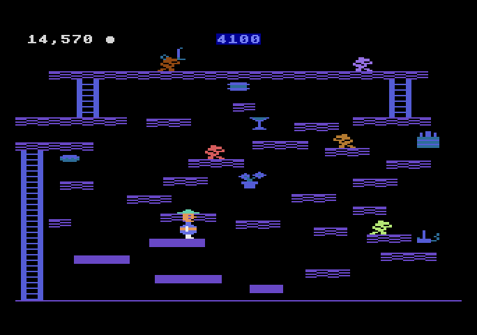 Miner 2049er Atari 5200 Screenshot: This station has a lot of platforms!
