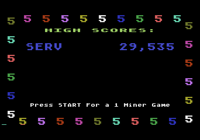Miner 2049er Atari 5200 Screenshot: The high scores so far...