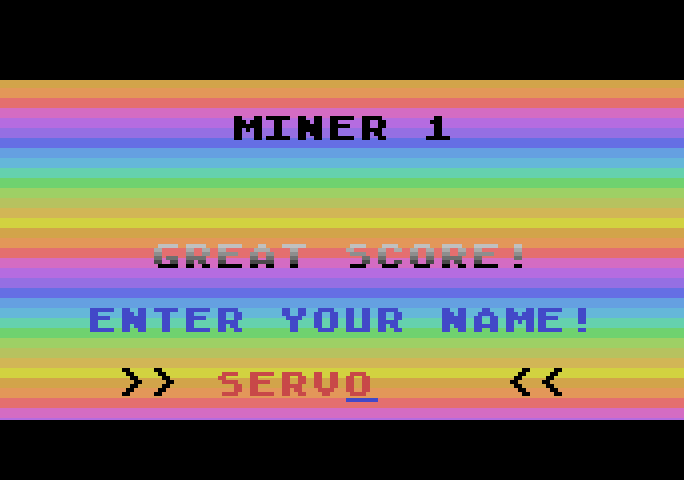 Miner 2049er Atari 5200 Screenshot: A new high score!