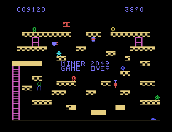 Miner 2049er TI-99/4A Screenshot: Game over.