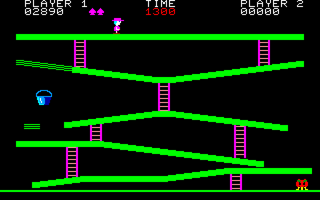 Miner 2049er Fujitsu FM-7 Screenshot: Level almost completed!