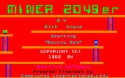 Miner 2049er for Fujitsu FM-7 - Title screen; the background flashes different colors.