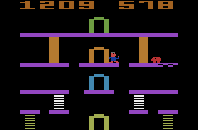 Miner 2049er Atari 2600 Screenshot: Only a little bit left to go...but it appears well guarded!