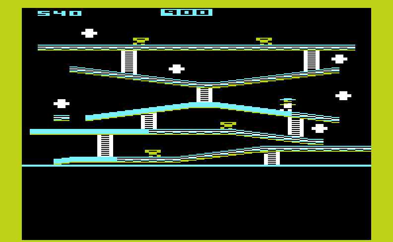 Miner 2049er Commodore VIC-20 Screenshot: Claiming parts of the mine. The colors change each time you start a level.