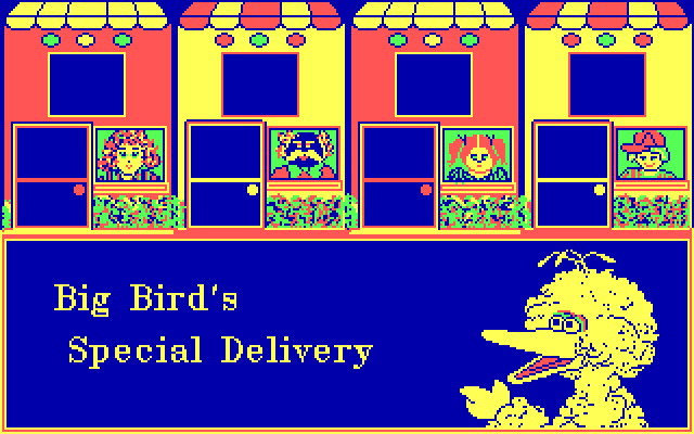 Big Bird's Special Delivery IBM PC/Compatibles Screenshot: Title screen.