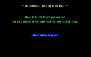 Big Bird's Special Delivery for IBM PC/Compatibles - Instructions for find the right kind...