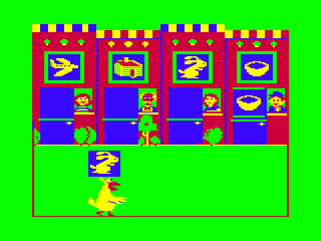 Big Bird's Special Delivery TRS-80 Color Computer Screenshot: Delivering a bunny...