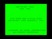 Big Bird's Special Delivery for TRS-80 Color Computer - Copyright screen.