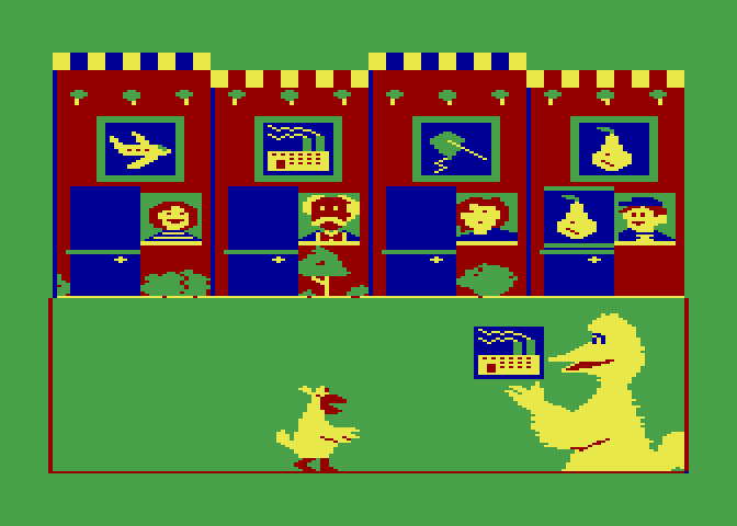 Big Bird's Special Delivery Atari 8-bit Screenshot: Here's my next delivery...