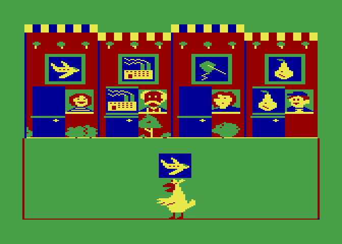 Big Bird's Special Delivery Atari 8-bit Screenshot: Delivering a package...