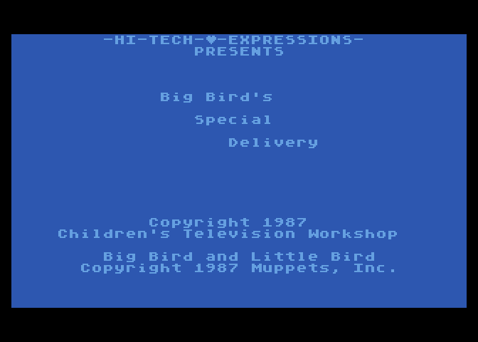 Big Bird's Special Delivery Atari 8-bit Screenshot: Loading screen (Hi-Tech Expressions release).