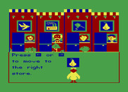 Big Bird's Special Delivery for Atari 8-bit - Move left or right to deliver to the right house.