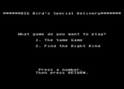 Big Bird's Special Delivery for Atari 8-bit - The main menu.