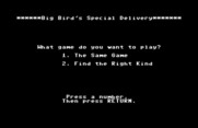 Big Bird's Special Delivery for Commodore 64 - The main menu.