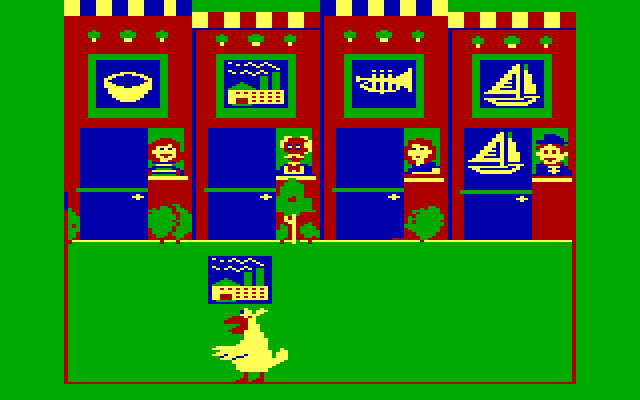 Big Bird's Special Delivery IBM PC/Compatibles Screenshot: Where should this package go?
