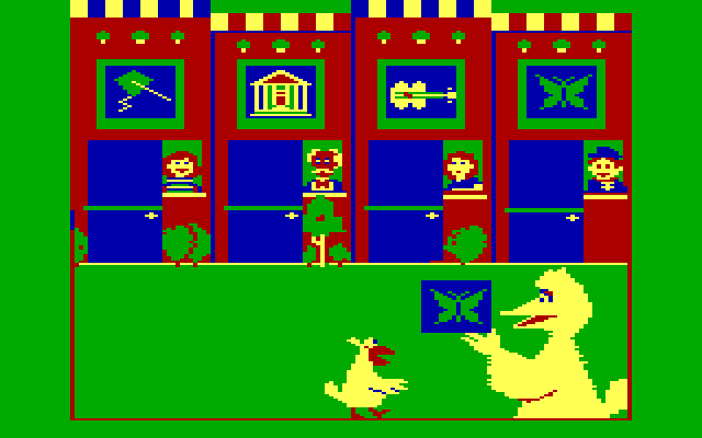 Big Bird's Special Delivery IBM PC/Compatibles Screenshot: Big Bird has another package ready to be delivered.