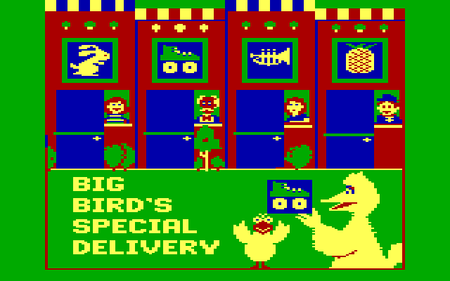 Big Bird's Special Delivery IBM PC/Compatibles Screenshot: Title screen.