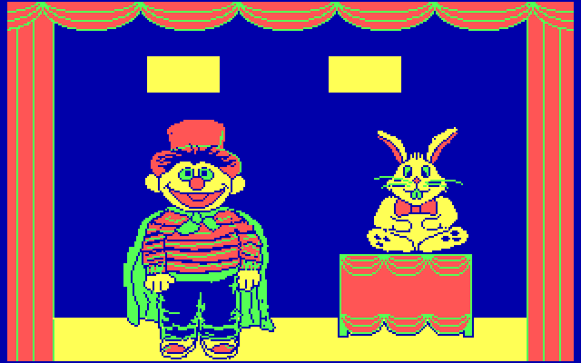 Ernie's Magic Shapes IBM PC/Compatibles Screenshot: A right answer! The rabbit appears...