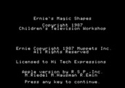Ernie's Magic Shapes for Apple II - Copyright information.