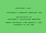 Ernie's Magic Shapes for Atari 8-bit - Copyright information.