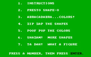 Ernie's Magic Shapes for IBM PC/Compatibles - The main menu.