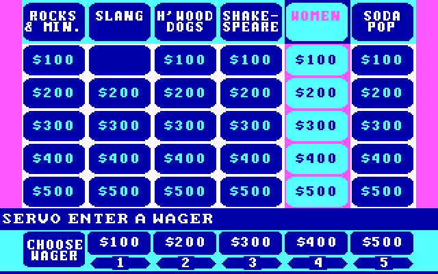 Jeopardy! 25th Anniversary Edition IBM PC/Compatibles Screenshot: Enter a wager.