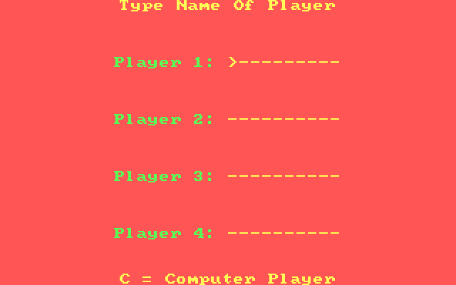 Big Boggle IBM PC/Compatibles Screenshot: Setting up the players.
