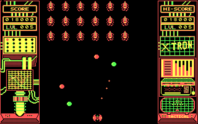 Xtron IBM PC/Compatibles Screenshot: Wave begins...under attack!