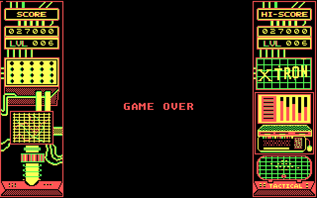 Xtron IBM PC/Compatibles Screenshot: Game over.