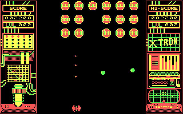 Xtron IBM PC/Compatibles Screenshot: Each wave features a different enemy...